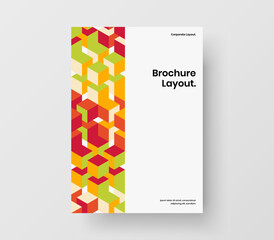 Multicolored handbill A4 vector design illustration. Premium geometric shapes presentation concept.