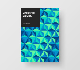 Premium geometric hexagons book cover layout. Fresh presentation A4 design vector illustration.