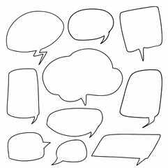 Fototapeta premium set collection hand drawn doodle of speech bubbles. cloud, chat, text, speak, comic, balloon. vector design illustration icon