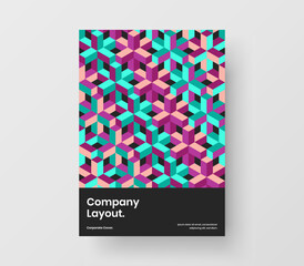 Trendy company brochure design vector template. Simple mosaic pattern cover illustration.