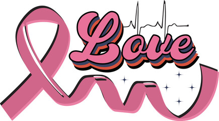 Retro breast cancer svg design