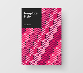 Amazing geometric tiles pamphlet template. Isolated company identity A4 vector design illustration.
