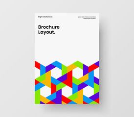 Amazing booklet vector design template. Trendy mosaic hexagons postcard illustration.