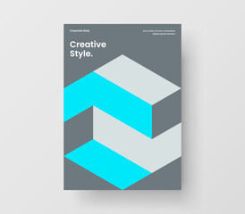 Clean annual report A4 design vector layout. Abstract geometric tiles cover concept.