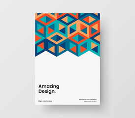 Clean geometric pattern corporate brochure template. Abstract company identity A4 vector design illustration.
