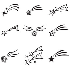 Stars and comets, isolated vector illustration in doodle style