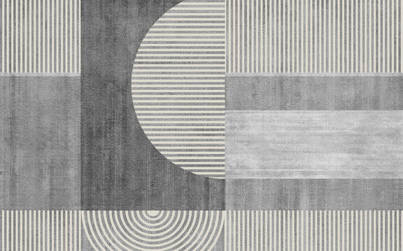 Gray geometric art pattern. Line art for creative design of posters, cards, wallpapers, banners, websites, prints etc. Works of modern art.