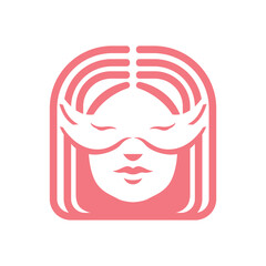 logo of woman wearing decorative glasses logo