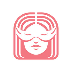 logo of woman wearing decorative glasses logo