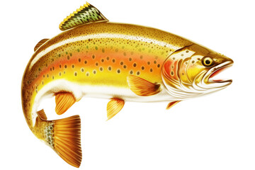 Glorious Golden Trout with Vibrant Fin Detail on Transparent Background, png.