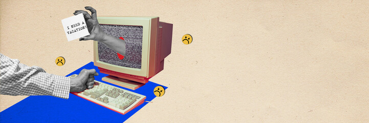 Job searching concept. Contemporary art collage. Concept of business, career, employers, job fair, cooperation, success. Flyer