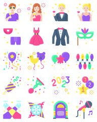 Fototapeta premium New year realated flat vector icon set 2