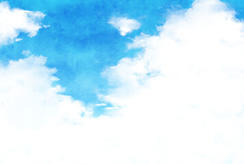 背景素材_青空と入道雲_水彩