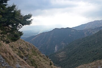 beautiful landscape with clouds in uttrakhand, india