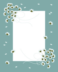 card. flowers on a blue background