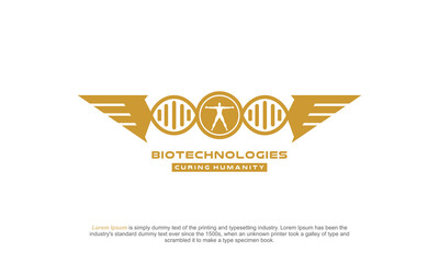 illustration vector graphic logo designs. logogram, logomark, pictogram logo. combination wings, dna, and people anatomy.
