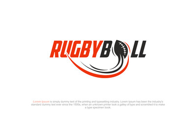 illustration vector graphic logo designs. logotype for RUGBY BALL, with red and black color.