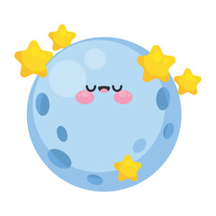 full moon kawaii sky character