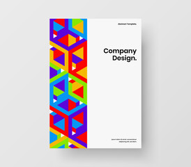 Creative geometric hexagons journal cover template. Simple company brochure A4 vector design illustration.