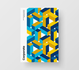 Vivid geometric pattern corporate identity template. Multicolored company cover A4 vector design concept.