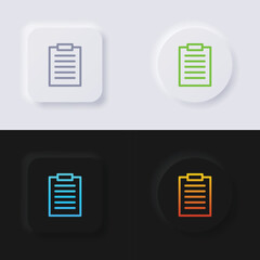 Clipboard icon set, Multicolor neumorphism button soft UI Design for Web design, Application UI and more, Button, Vector.