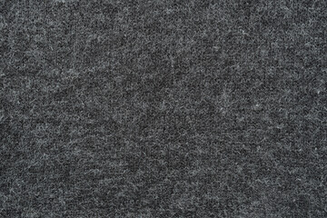 Texture of gray woolen knitted fabric. Dark Grey wool knit cloth background. Knitted pattern	