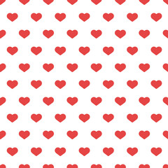 seamless pattern with red hearts on white background, st valentine's day, vector illustration