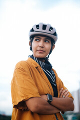 portrait of a young female leisure cyclist.