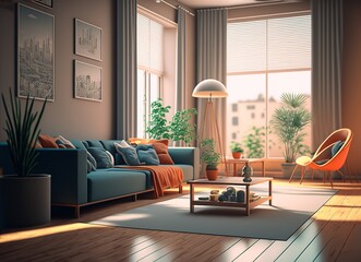 architectural visualization of luxury living room