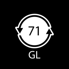 Green Glass recycling code 71 GL. Vector illustration