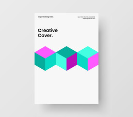 Fototapeta premium Minimalistic corporate brochure vector design concept. Abstract mosaic tiles company cover template.