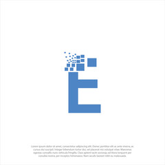 initial Letter E Pixel Logo - Digital Monogram Vector Template - Initial logo Icon and Symbol design Illustration