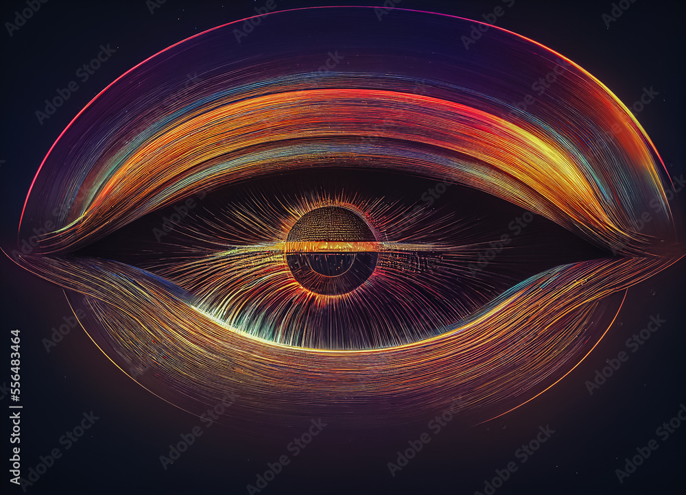 Poster abstract eye. centric motion of star trails. starburst dynamic lines or rays.