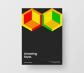 Bright handbill vector design concept. Simple mosaic tiles placard illustration.