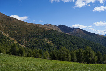 The beautiful mountain landscape of Dolomites in late summer - September 2022