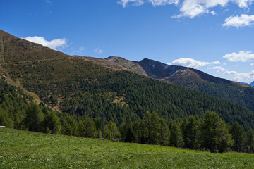 Fototapeta na wymiar The beautiful mountain landscape of Dolomites in late summer - September 2022