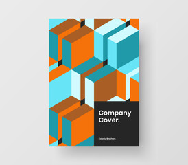 Creative geometric hexagons leaflet template. Minimalistic corporate cover design vector layout.