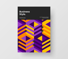 Premium front page vector design layout. Multicolored geometric tiles corporate brochure illustration.