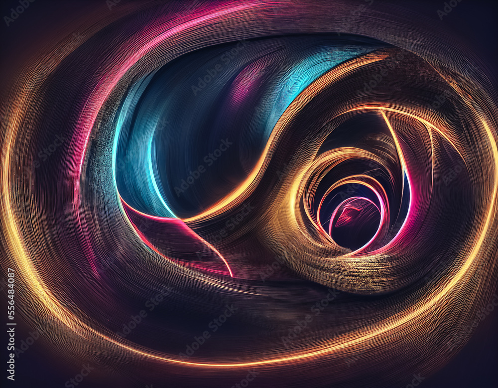 Leinwandbilder beautiful abstract swirl tunnel with neon light on a background pattern textured for design.