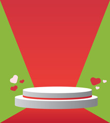 Podium product show stage with red and green