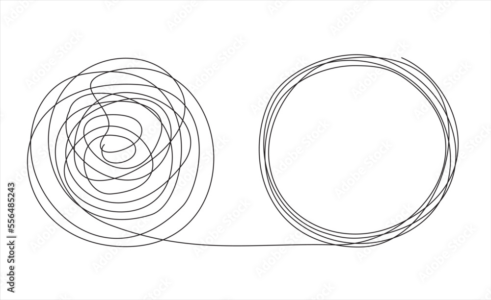 Poster chaos and order abstract minimalist concept vector illustration. metaphor of disorganized difficult 
