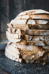 Loaf of wholemeal bread with buckwheat. Buckwheat bread slices