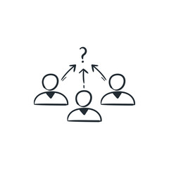 Staff development icon hand drawn, employee management doodle business drawing illustration, group discussion symbol