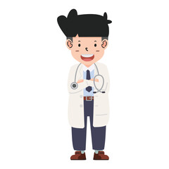 man doctor  poses cartoon flat