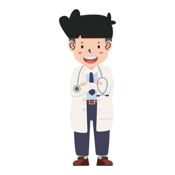 man doctor  poses cartoon flat