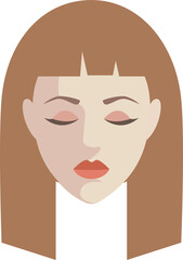 Women with closed eyes. PNG with transparent background.