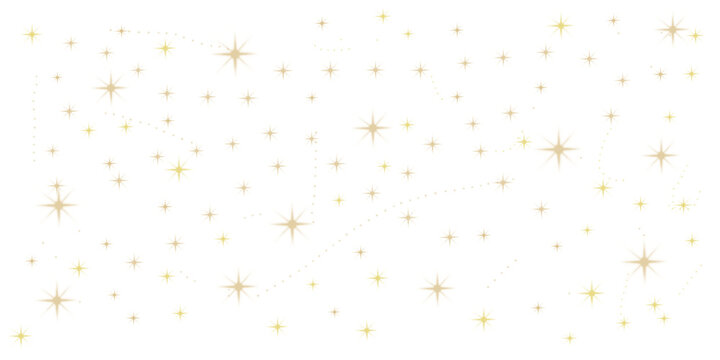 illustrazione con spazio di stelle brillanti dorate su sfondo trasparente