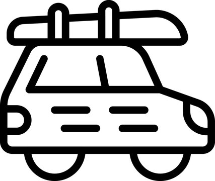 Car Family Trip Icon Outline Vector. Water Camp. Summer Sea