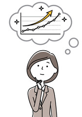 成長を想像するスーツの女性