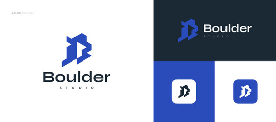 Abstract and Modern Blue Letter B Logo Design for Business and Brand